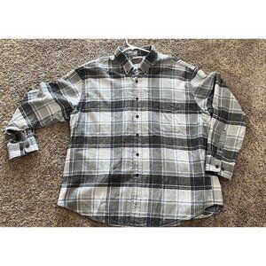 St Johns Bay Gray Plaid Button Down Long Sleeve Shirt~Size 2XL